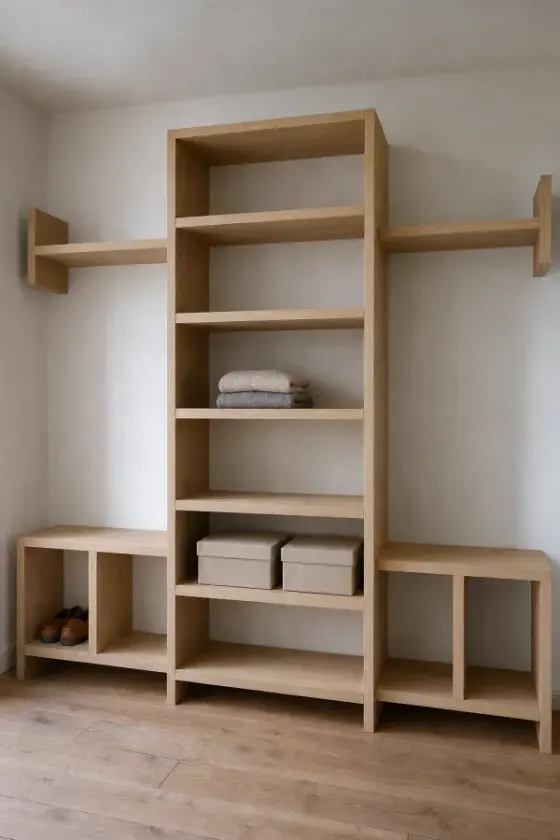 A finished closet organizer